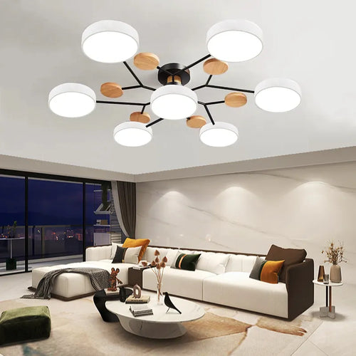 lustre en bois led style nordique pour diverses pièces - vue 2 sur 22