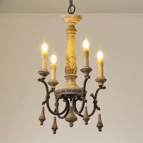 lustre rétro en bois pour décoration intérieure élégante et raffinée