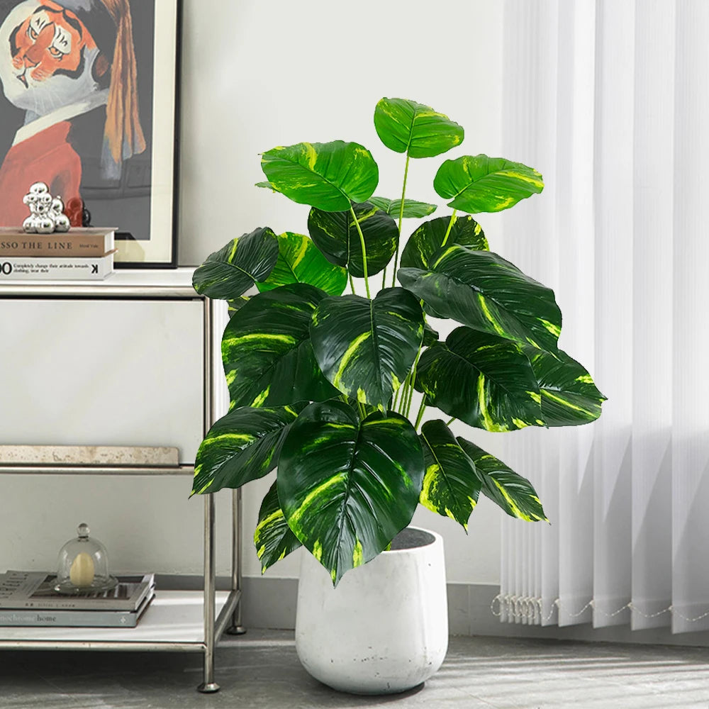 tortue tropicale artificielle avec branches et feuilles décoratives - vue 3 sur 9