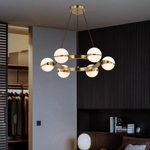 Lustre design rond avec boules LED - vue 6 sur 13