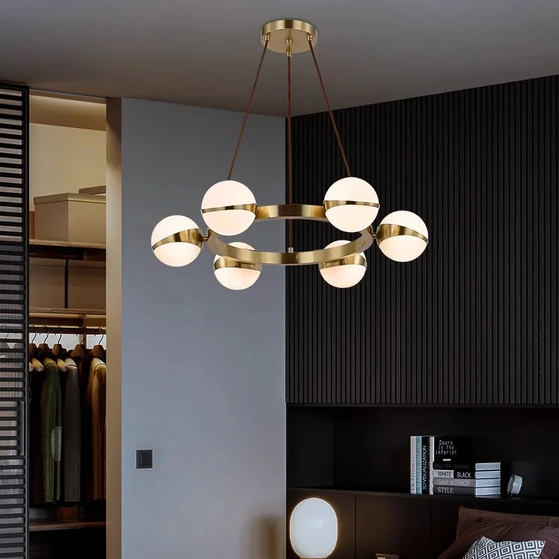 Lustre design rond avec boules LED - vue 5 sur 13