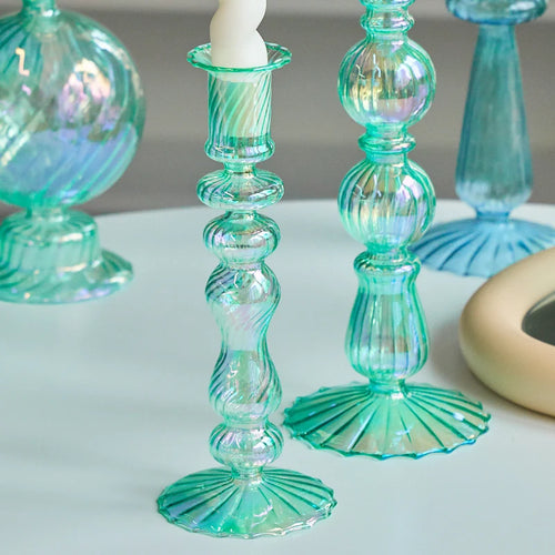 bougeoirs coniques en verre pour décoration intérieure et mariage - vue 3 sur 12