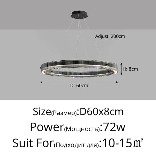 Italian minimalist chandelier high-end nordic design glass - vue 8 sur 9