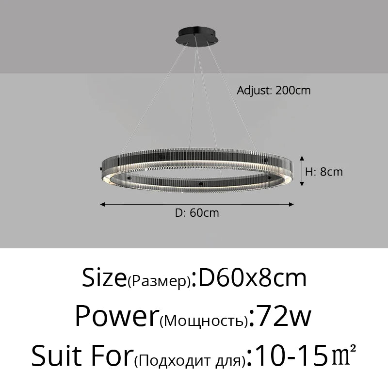 Italian minimalist chandelier high-end nordic design glass - vue 8 sur 9