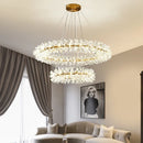lustre en cristal moderne avec anneaux suspendus led de luxe