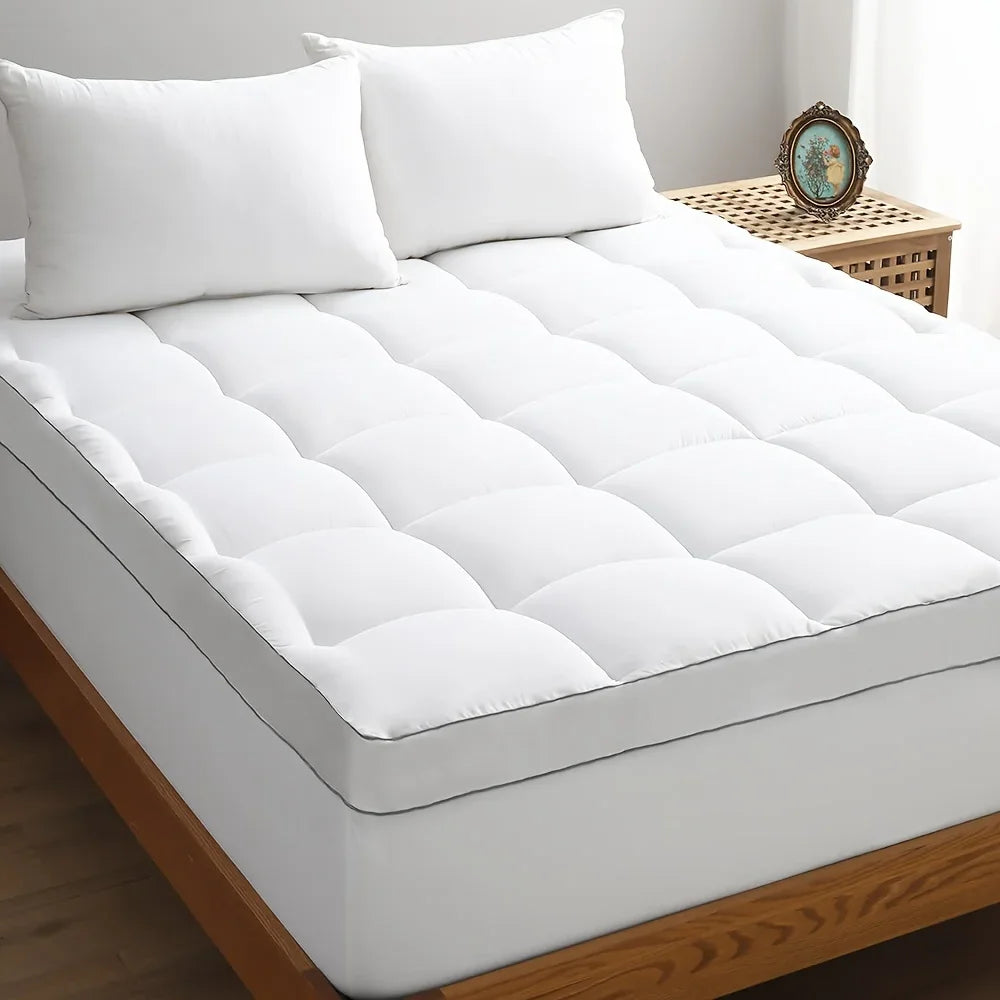 1pc Cooling Mattress Pad, Premium Zoned Quilted Fitted Mattress Topper, Breathable Fluffy Soft Mattress Cover, Machine - vue 7 sur 7