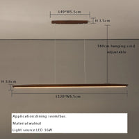 suspension led longue en bois massif moderne