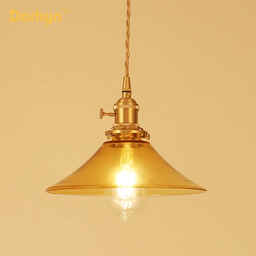 Suspension Verre Laiton Cuivre Minimaliste E27 Edison Restaurant - vue 2 sur 8
