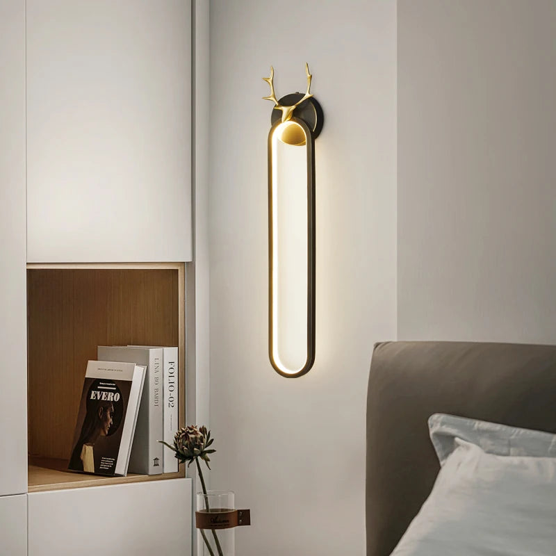 applique murale à led en cuivre tête de cerf art déco moderne - vue 2 sur 12