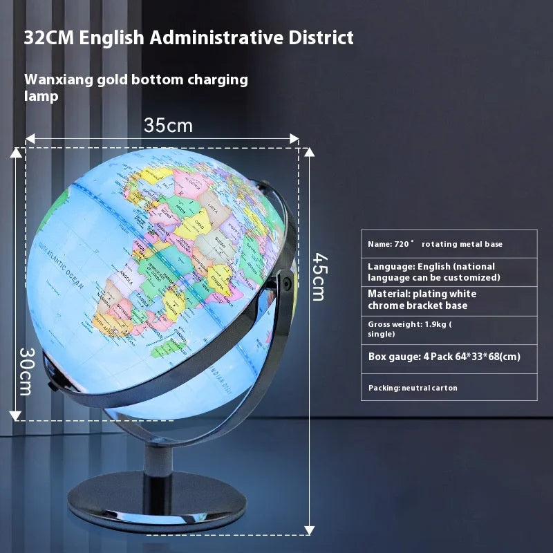 globe terrestre rotatif éducatif lumineux en anglais pour géographie - vue 7 sur 18