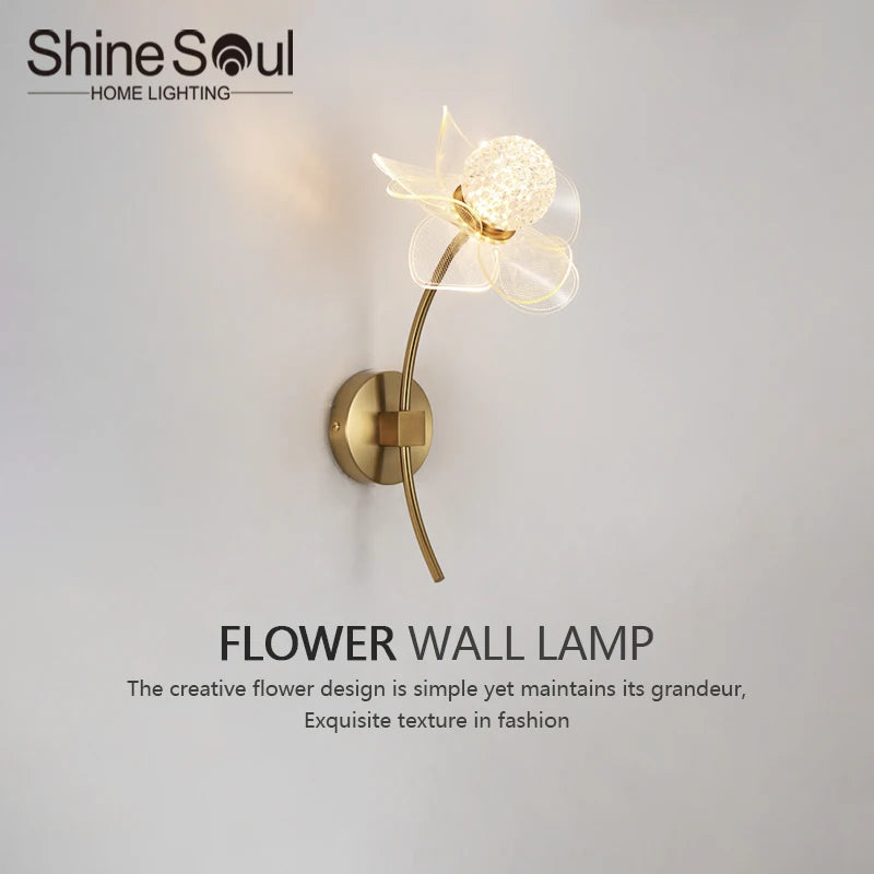 applique murale led de luxe en forme de fleur décorative