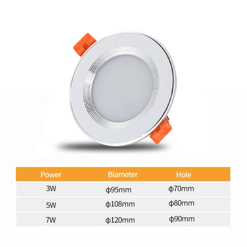 Foco LED empotrable redondo para cocina, lámpara de 7W, 9W, 12W, 15W, 18W, CA 220V,  impermeable, blanco cálido y frío - vue 5 sur 9