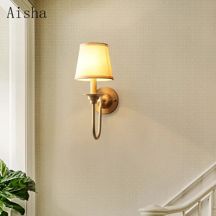 applique murale en tissu doré pour éclairage moderne intérieur - vue 3 sur 6