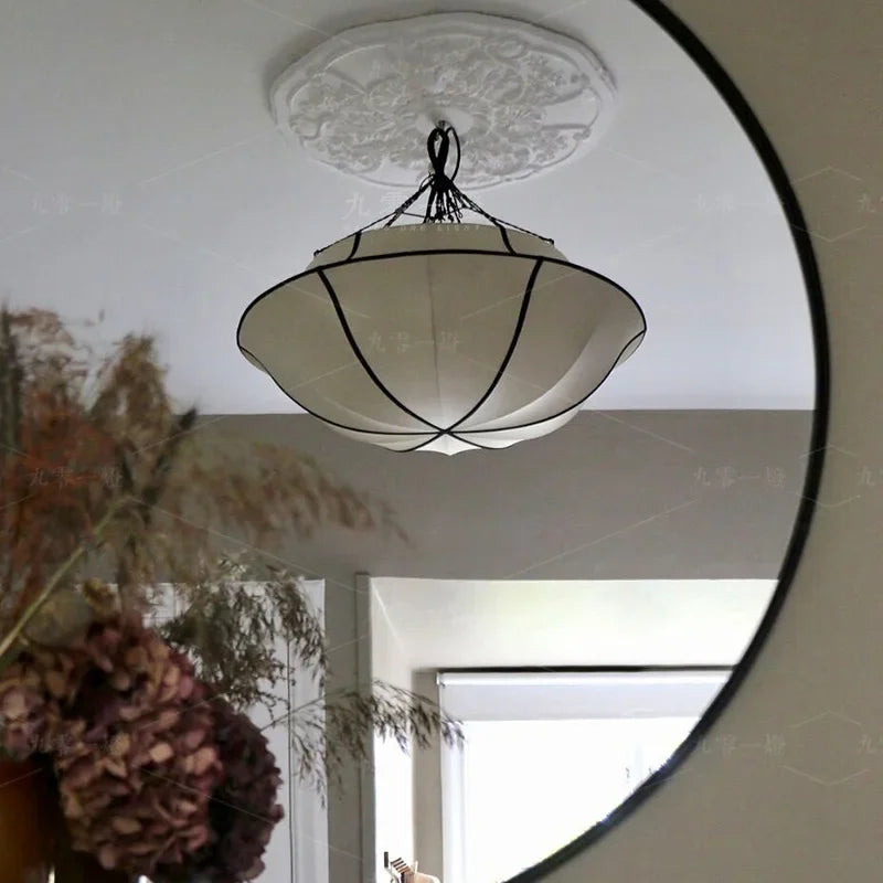Nordique rétro tissu lustre français médiéval salon chambre lustre salle à manger chez l'habitant salon de thé suspension lampe Decorat - vue 4 sur 9