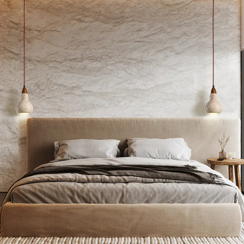 lustre suspendu vintage en pierre naturelle avec led - vue 5 sur 6