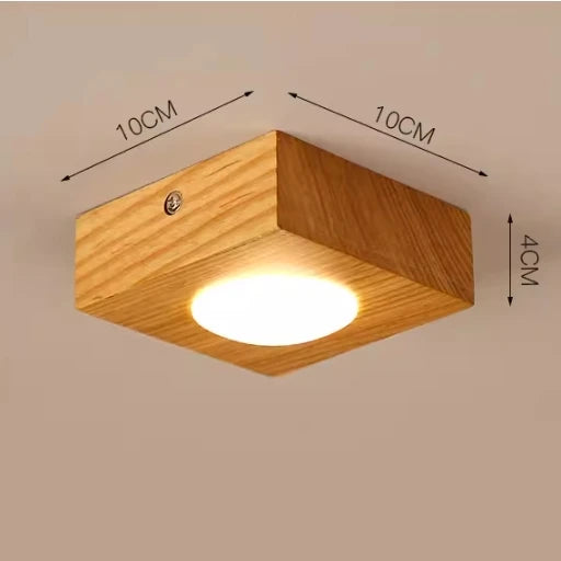 Plafonnier LED carré en bois et acrylique - vue 5 sur 7