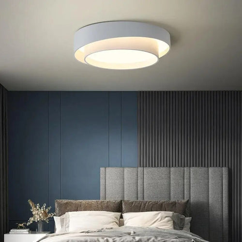 Plafonnier moderne led minimaliste blanc double rond - vue 5 sur 18