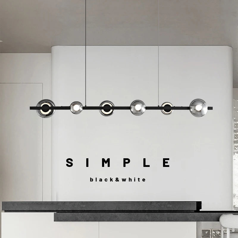lustre de restaurant minimaliste moderne en cuivre led - vue 5 sur 9