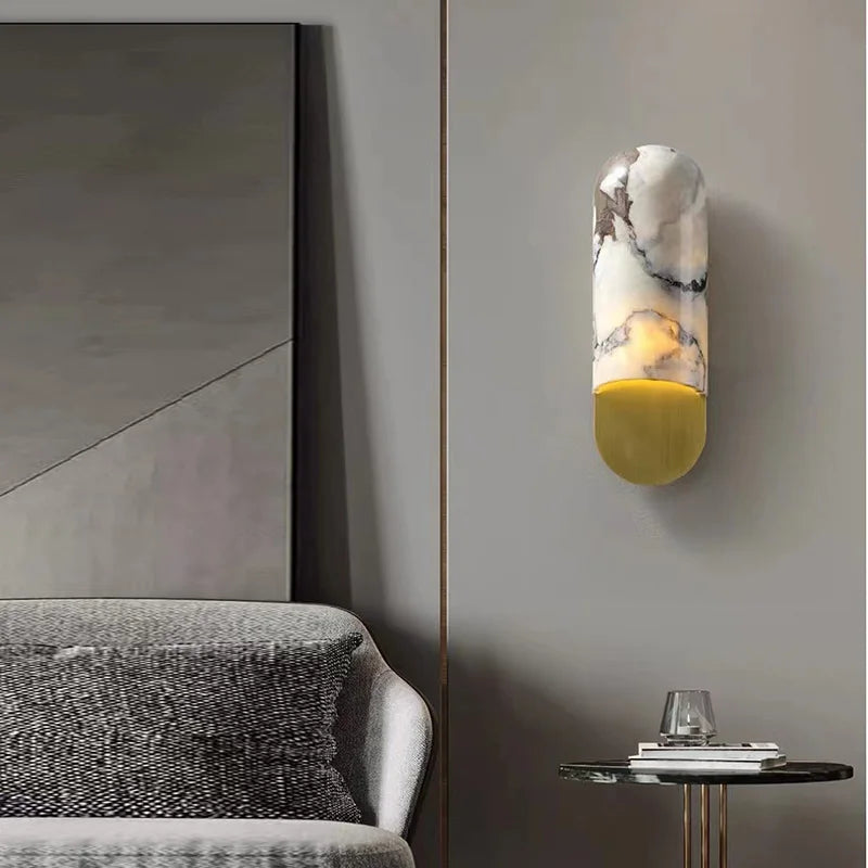 applique murale en marbre style chinois avec abat-jour led créatif - vue 5 sur 8