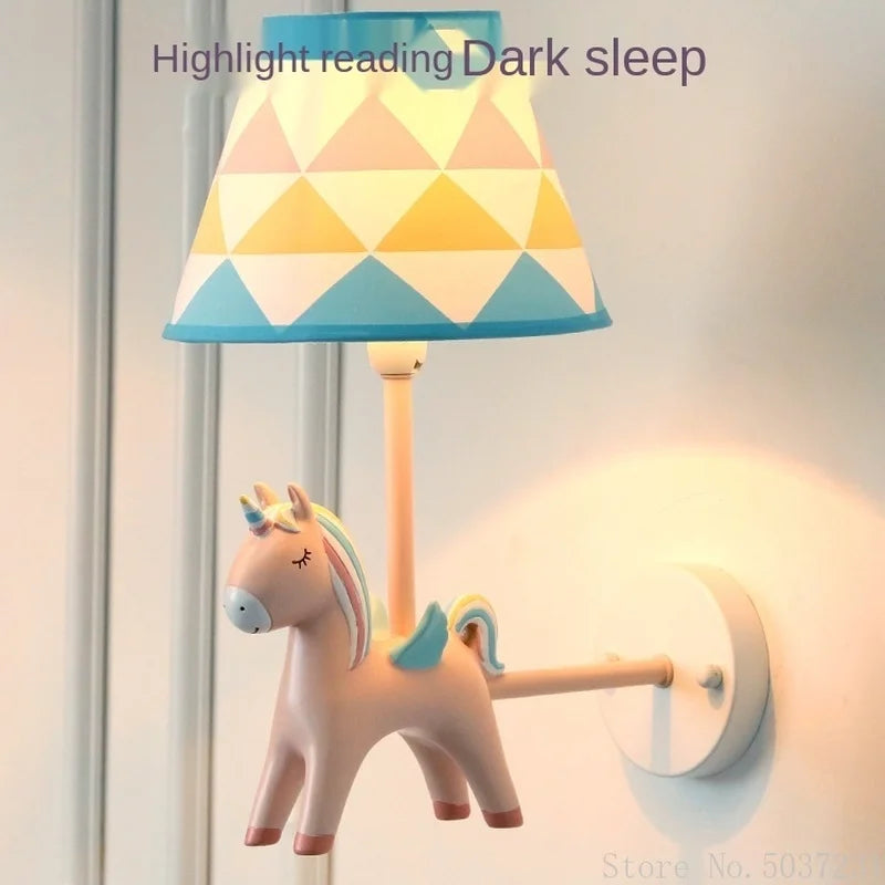 applique murale licorne dessin animé led nordique décorative - vue 4 sur 17