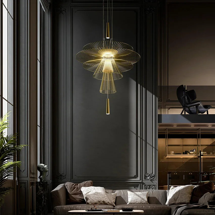 lustre de luxe sandyha led en métal lampe suspendue décorative - vue 5 sur 15