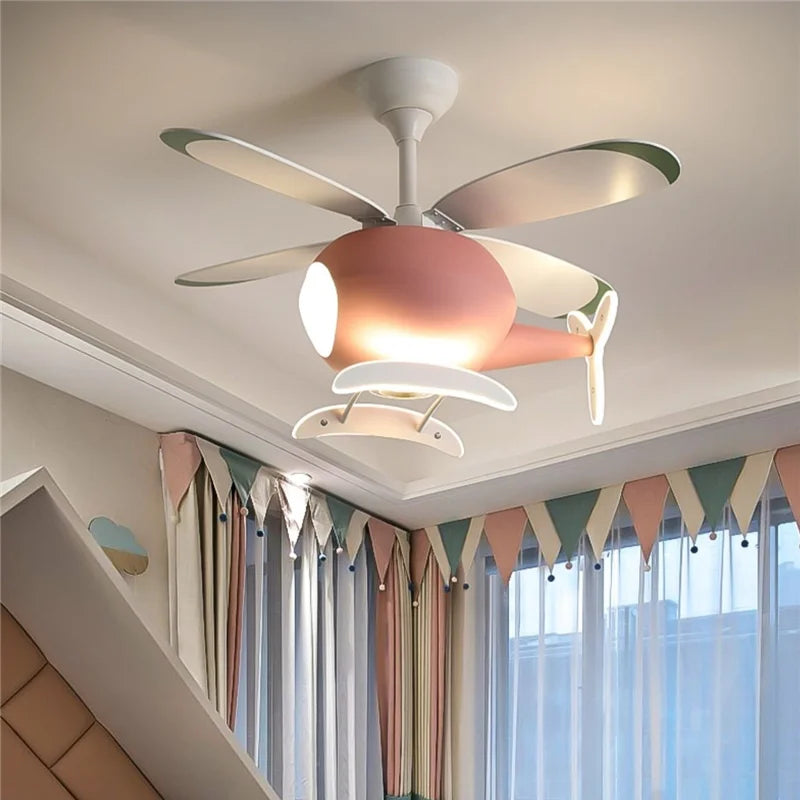 ventilateur de plafond moderne avion avec lumière led et télécommande - vue 2 sur 12