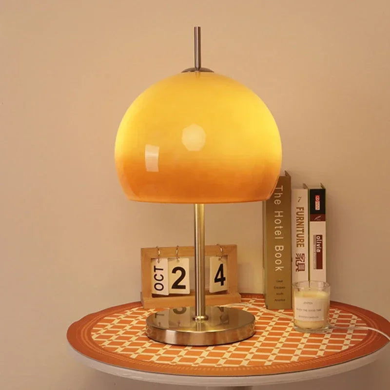 lampe à poser rétro en verre dégradé style bauhaus - vue 5 sur 7