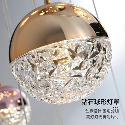 Modern minimalist long acrylic sphere chandelier for nordic villa - vue 6 sur 10