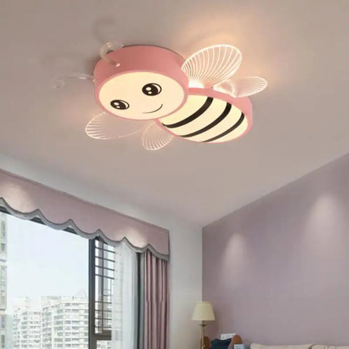 plafonnier abeille rose et or pour l'éclairage des enfants - vue 2 sur 9