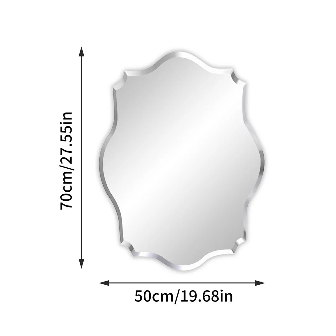 LUVODI Minimalist Frameless Wall Hanging Mirror Asymmetrical Vanity Mirror with Beveled Edge for Bathroom,Entryway - vue 8 sur 8