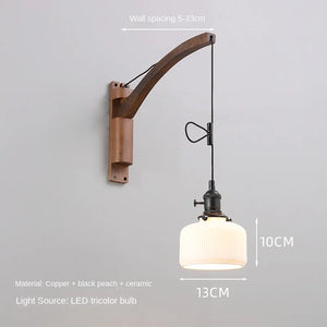 Solid wood fishing style wall light for interiors