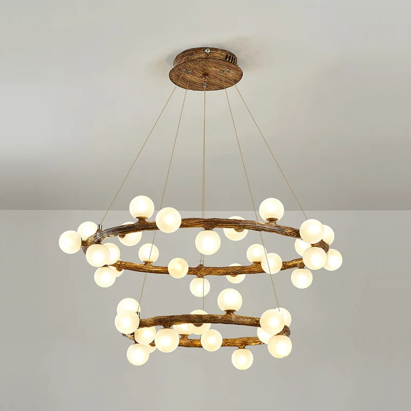 lustre de style wabi-sabi en bois artificiel pour intérieur - vue 4 sur 9
