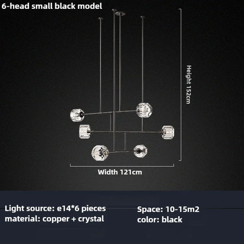 lustre en cristal de style américain en cuivre moderne - vue 6 sur 10