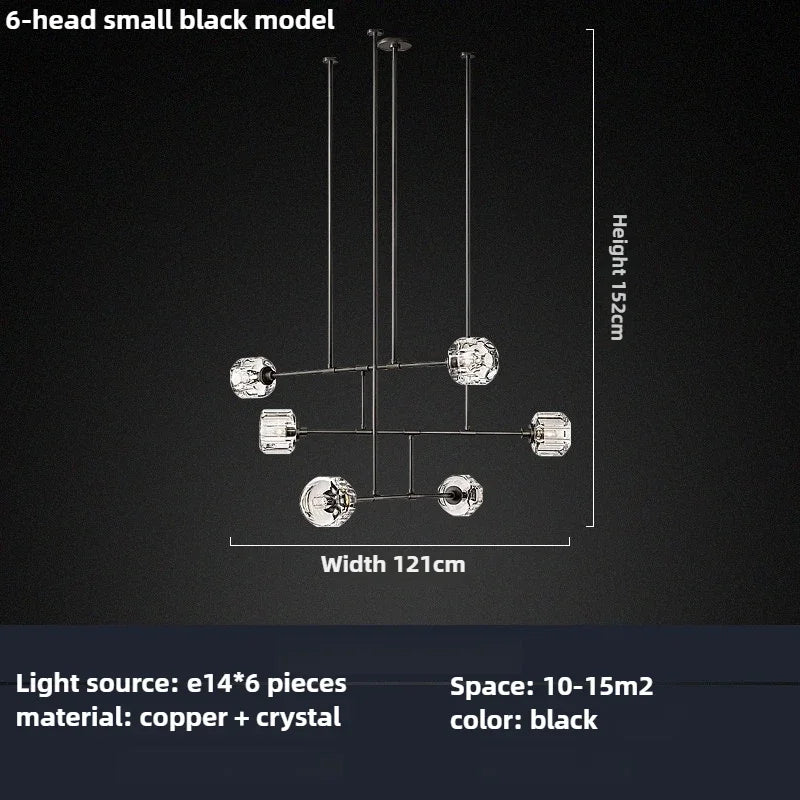 lustre en cristal de style américain en cuivre moderne - vue 5 sur 10