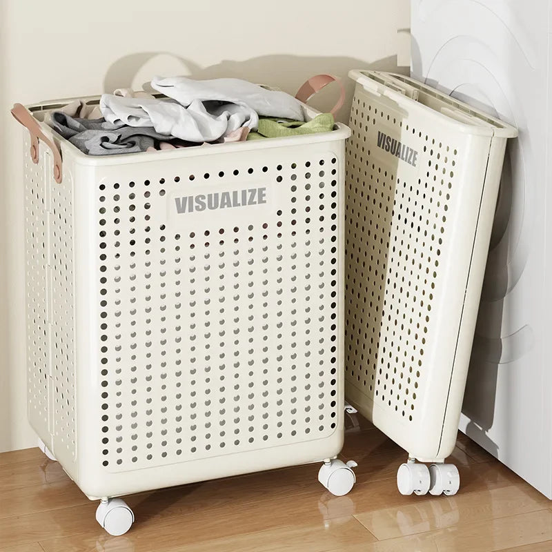 Foldable Laundry Basket, Large Capacity Mobile Laundry Basket,versatile and Durable,bedroom,bathroom,laundry Room, Snack Storage - vue 2 sur 12