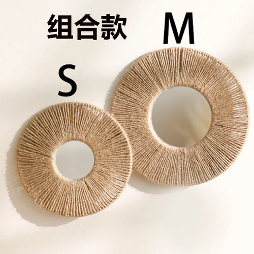 Round Decorative Wall Mirrors Farmhouse Circle Mirror with Hemp Rope Boho Mirrors for Bedroom, Bathroom, Living Room Decor Gift - vue 9 sur 9