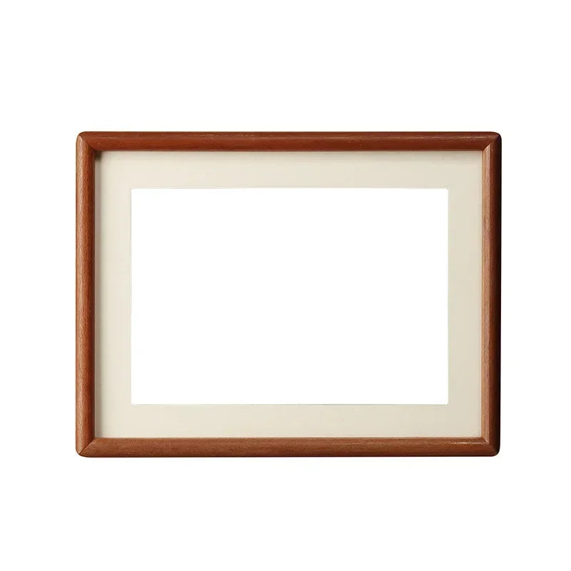 Solid Wood Round Corner Picture Frame, Walnut and Golden Sandalwood, Minimalist Design, Tabletop, Home Decor - vue 3 sur 17