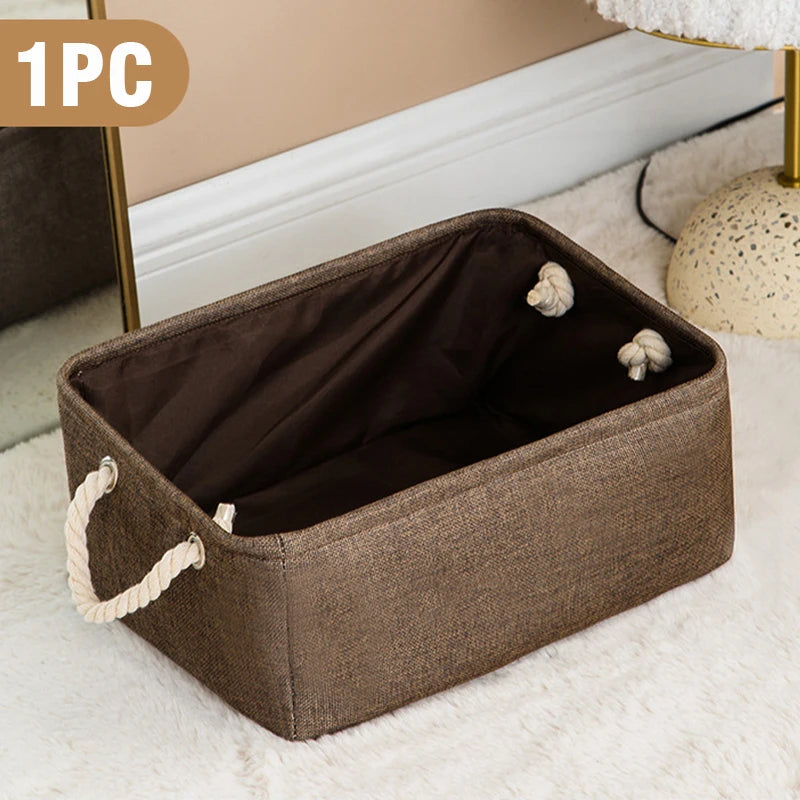 Pannier organisateur de jouets en coton et lin pour enfants - vue 8 sur 11