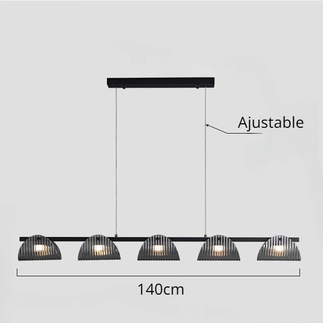 lustre minimaliste italien en verre rayé avec lumières led - vue 11 sur 12