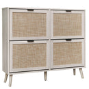 Shoe Cabinet Retro Country House Style, with 4 Rattan Flaps, Wooden Shoe Rack, Shoe Storage Chest for 20-36 Pairs of Shoes