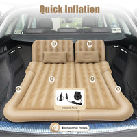 Inflatable Suv Car Mattress With Air Pump, Car Rear Seat Sleep Bed, Travel Tent (Beige)