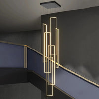 Grand lustre Or noir LED maison intérieur salon escalier Hall rectangulaire