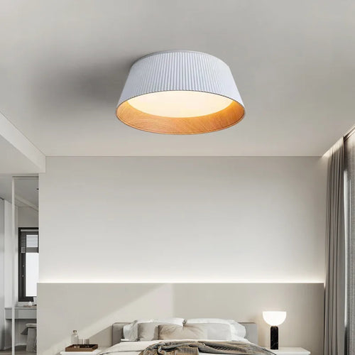 Minimalist pleated wooden pendant light for interior decoration