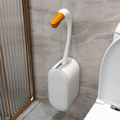 Goose Shape Toilet Brush - Wall-Mounted Corner Cleaner, Refillable Detergent, Funny Silicone TPR Brush, Bathroom Decor Accessory - vue 2 sur 7