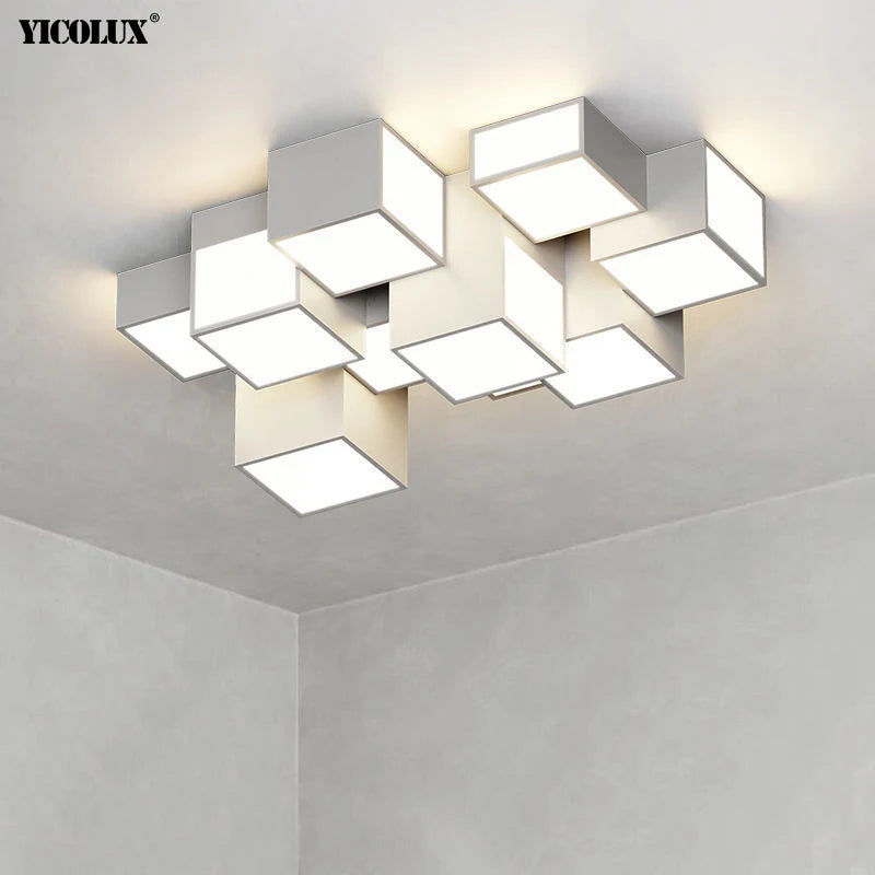 Plafonnier Gradation à distance Noir Blanc Moderne LED Lumières Salon Salle À Manger Chambre Hall Bar Lampes Éclairage Intérieur - vue 3 sur 20