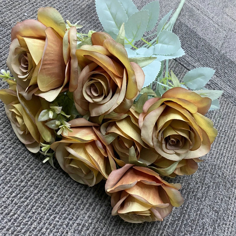 bouquet de roses artificielles en soie décoration florale élégante - vue 15 sur 15