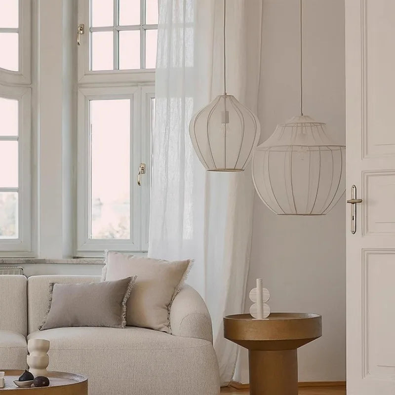 Modern fabric pendant light for minimalist interior decor - vue 3 sur 8