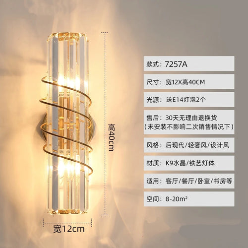 applique murale led cristal post-moderne simple décorative