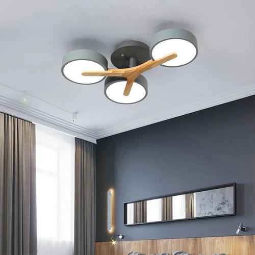Nordic macaron chandelier modern minimalist wood decoration - vue 6 sur 25