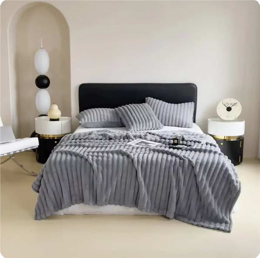 plaid hiver doux épais polaire carreaux style déco - vue 3 sur 7